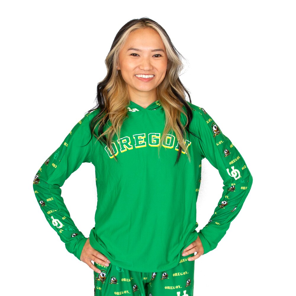 Interlocking UO, Concept Sport, Green, Pajama Top, Polyester Blend, Women, Hooded, Long Sleeve, T-Shirt, 965866